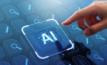 person nearing a push button labeled "AI"
